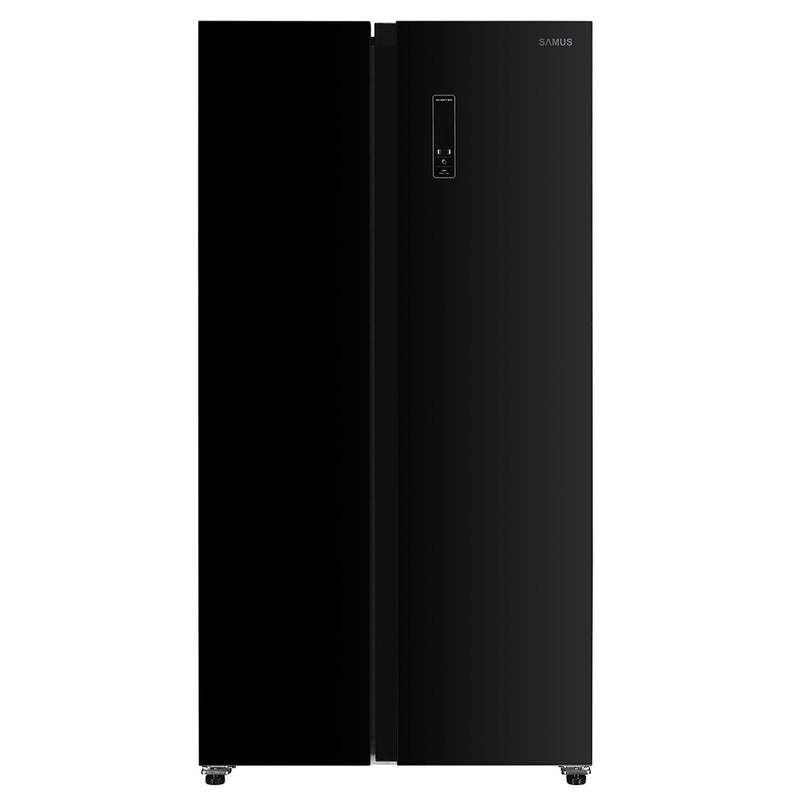 Frigider Side by Side Samus SSBG-557NFE 442 litri clasa E inaltime 177 cm No Frost afisaj LCD lumina interioara LED picioare reglabile usi din sticla