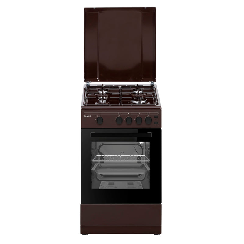 Aragaz pe gaz Samus SM450MPBS 4 arzatoare latime 50 cm dispozitiv siguranta plita si cuptor