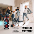 Boxa portabila Samus Fiesta 12 100 W Bluetooth USB slot card SD Aux in radio FM intrare microfon functie True Wireless Stereo negru microfon inclus telecomanda