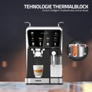 Espressor cafea Samus Cafe Luxe 20 K cafea macinata + capsule 20 bar 1350 W capacitate 1.5 litri rezervor lapte 8 bauturi presetate afisaj digital tactil tehnologie Thermalblock curatare automata negru + argintiu