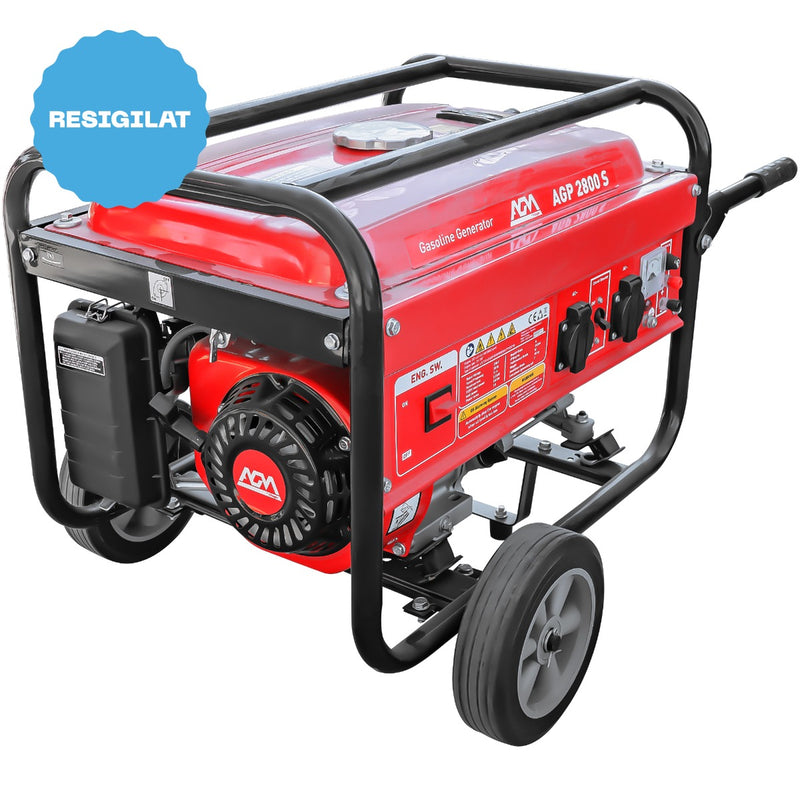 RESIGILAT: Generator curent AGM AGP 2800 S benzina 230V putere max 2.8 kW rezervor 15 l roti transport