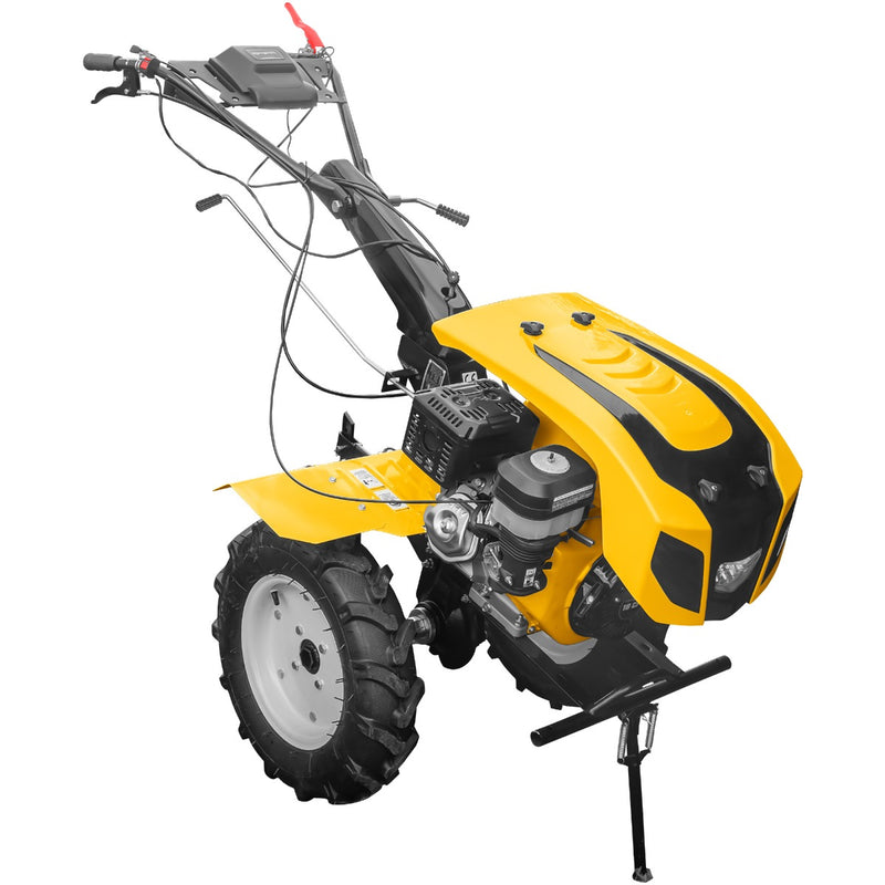 Motocultor AgroPro HS 1100D NEW-1 motor 18 CP benzina EURO V 2+1 viteze latime lucru 135 cm freze 2+1+1 roti 5.00-12 capota cu far roti metal plug arat rarita reglabila plug cartofi 5l ulei