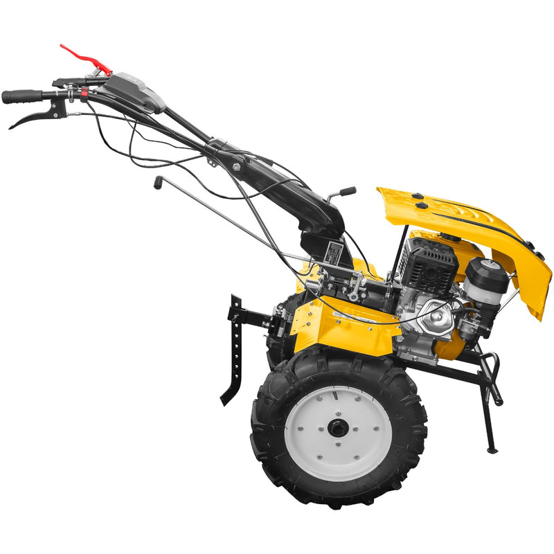 Motocultor AgroPro HS 1100D NEW-1 motor 18 CP benzina EURO V 2+1 viteze latime lucru 135 cm freze 2+1+1 roti 5.00-12 capota cu far roti metal plug arat rarita reglabila 5l ulei