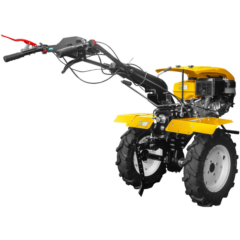 Motocultor AgroPro HS 1100D NEW-1 motor 18 CP benzina EURO V 2+1 viteze latime lucru 135 cm freze 2+1+1 roti 5.00-12 capota cu far roti metal plug arat rarita reglabila 5l ulei