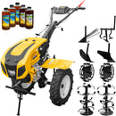 Motocultor AgroPro HS 1100D NEW-1 motor 18 CP benzina EURO V 2+1 viteze latime lucru 135 cm freze 2+1+1 roti 5.00-12 capota cu far roti metal plug arat rarita reglabila plug cartofi cultivator 5l ulei