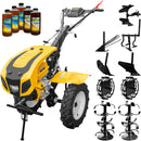 Motocultor AgroPro HS 1100D NEW-1 motor 18 CP benzina EURO V 2+1 viteze latime lucru 135 cm freze 2+1+1 roti 5.00-12 capota cu far roti metal plug arat rarita reglabila plug cartofi cultivator plug reversibil 5l ulei