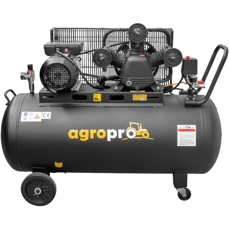 Compresor AgroPro AirPRO 40150B putere 3 kW debit 360 l/min presiune 8 bari rezervor 150l kit 5 accesorii inclus
