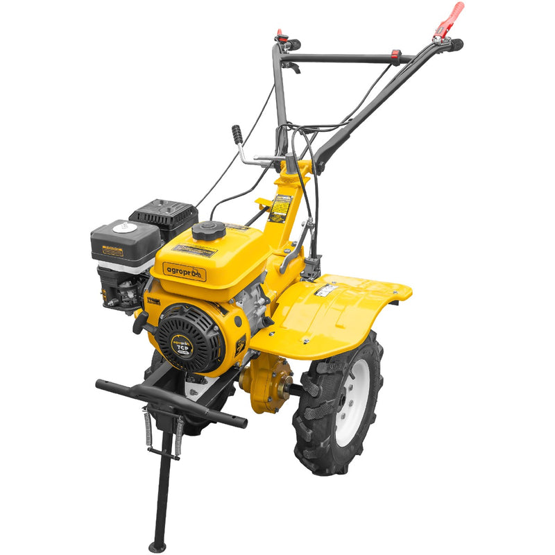 Motocultor AgroPro HS 1000 motor 7 CP 2+1 viteze latime lucru 65-95 cm freze roti cauciuc 4.00x8 priza putere tahometru roti metal plug arat rarita reglabila plug cartofi 3l ulei