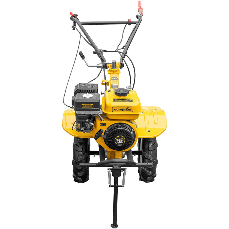Motocultor AgroPro HS 1000 motor 7 CP 2+1 viteze latime lucru 65-95 cm freze roti cauciuc 4.00x8 priza putere tahometru roti metal plug arat rarita reglabila plug cartofi 3l ulei
