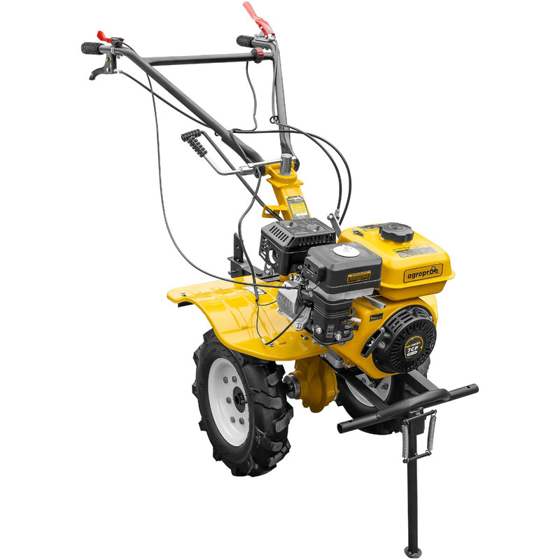 Motocultor AgroPro HS 1000 motor 7 CP 2+1 viteze latime lucru 65-95 cm freze roti cauciuc 4.00x8 priza putere tahometru roti metal plug arat rarita reglabila plug cartofi 3l ulei