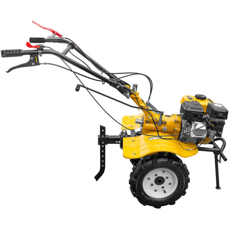 Motocultor AgroPro HS 1000 motor 7 CP 2+1 viteze latime lucru 65-95 cm freze roti cauciuc 4.00x8 priza putere tahometru roti metal plug arat rarita reglabila plug cartofi 3l ulei