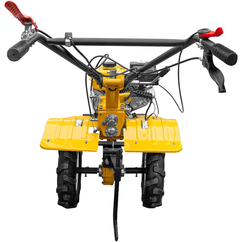 Motocultor AgroPro HS 1000 motor 7 CP 2+1 viteze latime lucru 65-95 cm freze roti cauciuc 4.00x8 priza putere tahometru roti metal plug arat rarita reglabila plug cartofi 3l ulei