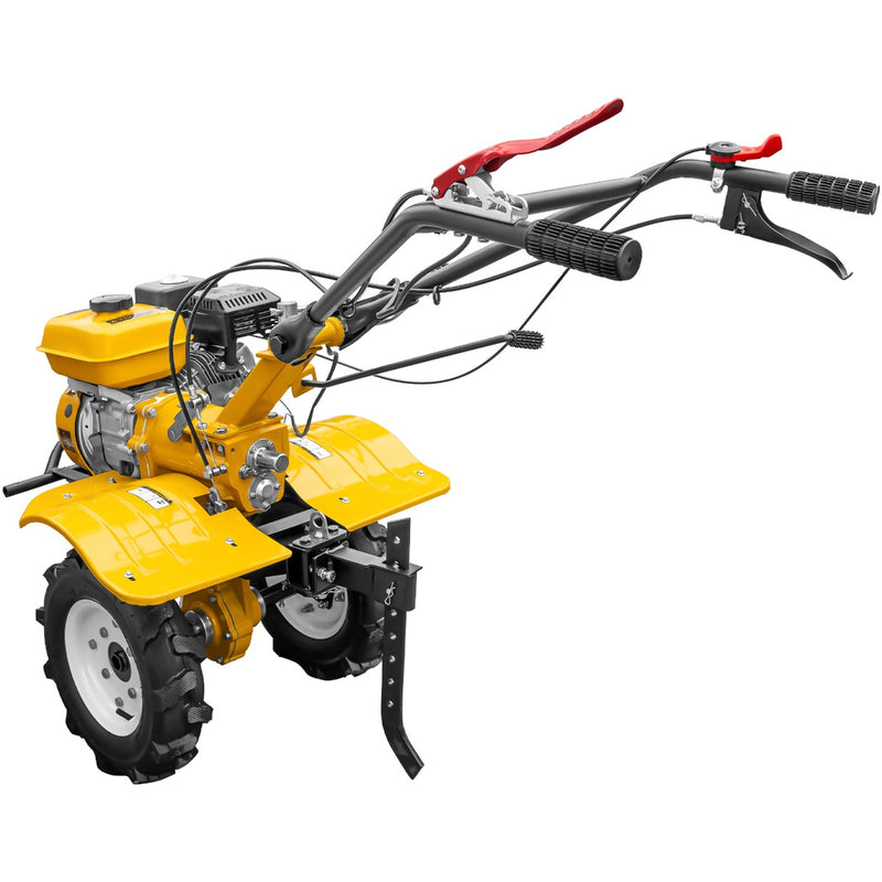 Motocultor AgroPro HS 1000 motor 7 CP 2+1 viteze latime lucru 65-95 cm freze roti cauciuc 4.00x8 priza putere tahometru roti metal plug arat rarita reglabila plug cartofi 3l ulei