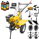 Motocultor AgroPro HS 1000 motor 7 CP 2+1 viteze latime lucru 65-95 cm freze roti cauciuc 4.00x8 priza putere tahometru roti metal plug arat rarita reglabila plug cartofi cultivator plug reversibil remorca 3l ulei