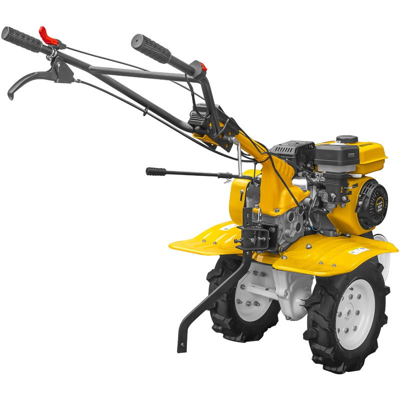 Motosapa AgroPro HS 500 motor 7 CP 2+1 viteze latime lucru 90-120 cm freze roti cauciuc 4.00x8 roata frontala tahometru roti metal plug arat rarita reglabila plug cartofi cupla accesorii 2l ulei