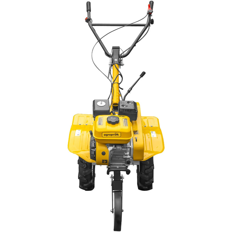Motosapa AgroPro HS 500 motor 7 CP 2+1 viteze latime lucru 90-120 cm freze roti cauciuc 4.00x8 roata frontala tahometru remorca 2l ulei