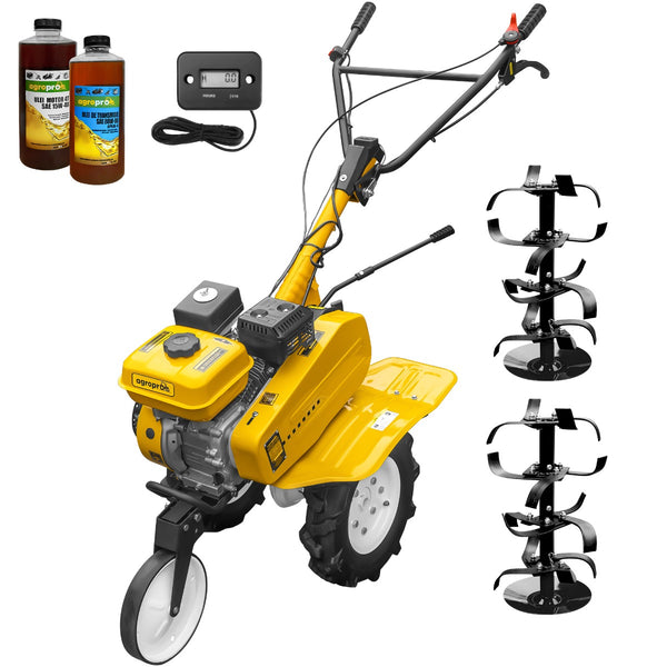 Motosapa AgroPro HS 500 motor 7 CP 2+1 viteze latime lucru 90-120 cm freze roti cauciuc 4.00x8 roata frontala tahometru 2l ulei