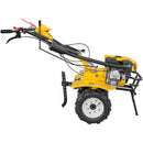 Motocultor AgroPro HS 950 NEW motor 8 CP benzina 2+1 viteze latime lucru 65-90 cm freze roti cauciuc 4.00x8" capota cu far LED tahometru roti metal cultivator plug reversibil 3l ulei