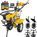 Motocultor AgroPro HS 950 NEW motor 8 CP benzina 2+1 viteze latime lucru 65-90 cm freze roti cauciuc 4.00x8" capota cu far LED tahometru roti metal plug arat rarita reglabila 3l ulei