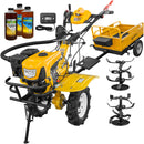 Motocultor AgroPro HS 950 NEW motor 8 CP benzina 2+1 viteze latime lucru 65-90 cm freze roti cauciuc 4.00x8" capota cu far LED tahometru remorca 3l ulei