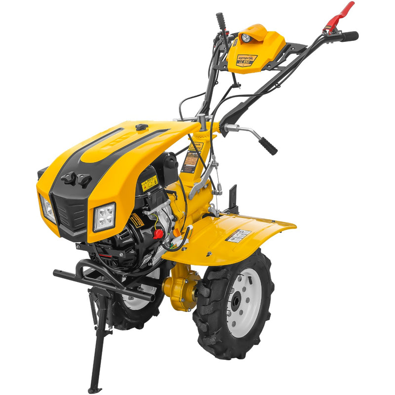Motocultor AgroPro LC 850 motor Loncin 7 CP benzina 2+1 viteze latime lucru 65-90 cm freze roti cauciuc 4.00x8" capota cu faruri LED tahometru