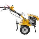 Motocultor AgroPro LC 850 motor Loncin 7 CP benzina 2+1 viteze latime lucru 65-90 cm freze roti cauciuc 4.00x8" capota cu faruri LED tahometru roti metal cultivator plug reversibil 3l ulei