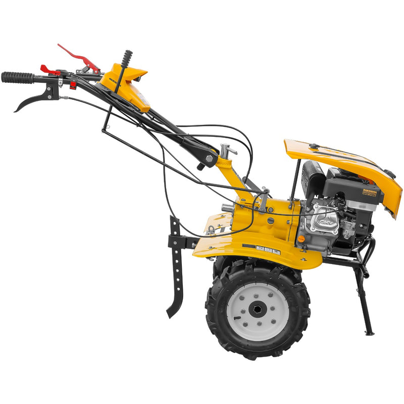 Motocultor AgroPro LC 850 motor Loncin 7 CP benzina 2+1 viteze latime lucru 65-90 cm freze roti cauciuc 4.00x8" capota cu faruri LED tahometru