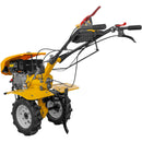 Motocultor AgroPro LC 850 motor Loncin 7 CP benzina 2+1 viteze latime lucru 65-90 cm freze roti cauciuc 4.00x8" capota cu faruri LED tahometru roti metal plug arat rarita reglabila plug cartofi cultivator plug reversibil 3l ulei