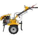 Motocultor AgroPro LC 850 motor Loncin 7 CP benzina 2+1 viteze latime lucru 65-90 cm freze roti cauciuc 4.00x8" capota cu faruri LED tahometru roti metal plug arat rarita reglabila plug cartofi 3l ulei