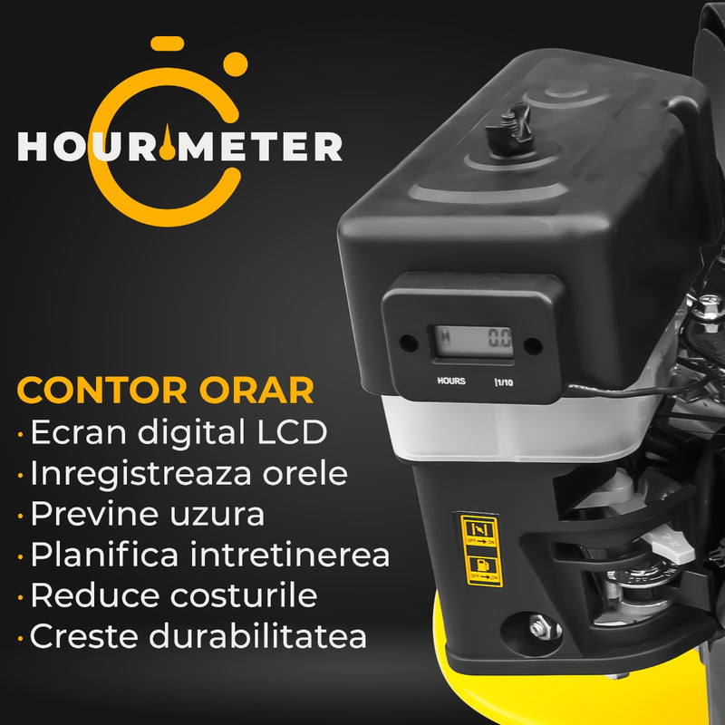 Motocultor AgroPro LC 850 motor Loncin 7 CP benzina 2+1 viteze latime lucru 65-90 cm freze roti cauciuc 4.00x8" capota cu faruri LED tahometru