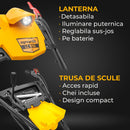 Motocultor AgroPro LC 850 motor Loncin 7 CP benzina 2+1 viteze latime lucru 65-90 cm freze roti cauciuc 4.00x8" capota cu faruri LED tahometru roti metal cultivator plug reversibil 3l ulei