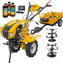 Motocultor AgroPro LC 850 motor Loncin 7 CP benzina 2+1 viteze latime lucru 65-90 cm freze roti cauciuc 4.00x8" capota cu faruri LED tahometru remorca 3l ulei