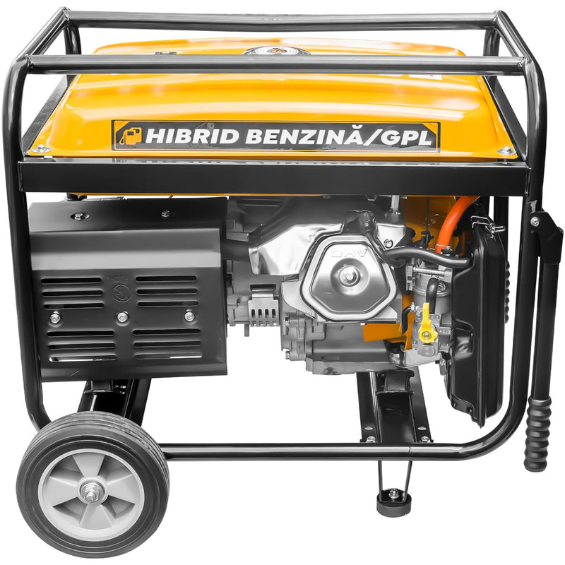 Generator 7.5 kW cu automatizare ATS AgroPro THUNDER 7500 benzina GPL pornire electrica telecomanda rezervor 25 L monofazat Euro 5 sistem transport cu roti si manere