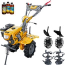 Motocultor AgroPro G900L motor 8 CP benzina 2+1 viteze latime lucru 65-95 cm freze roti cauciuc 4.00x8" capota far LED roti metal plug arat rarita reglabila 3l ulei