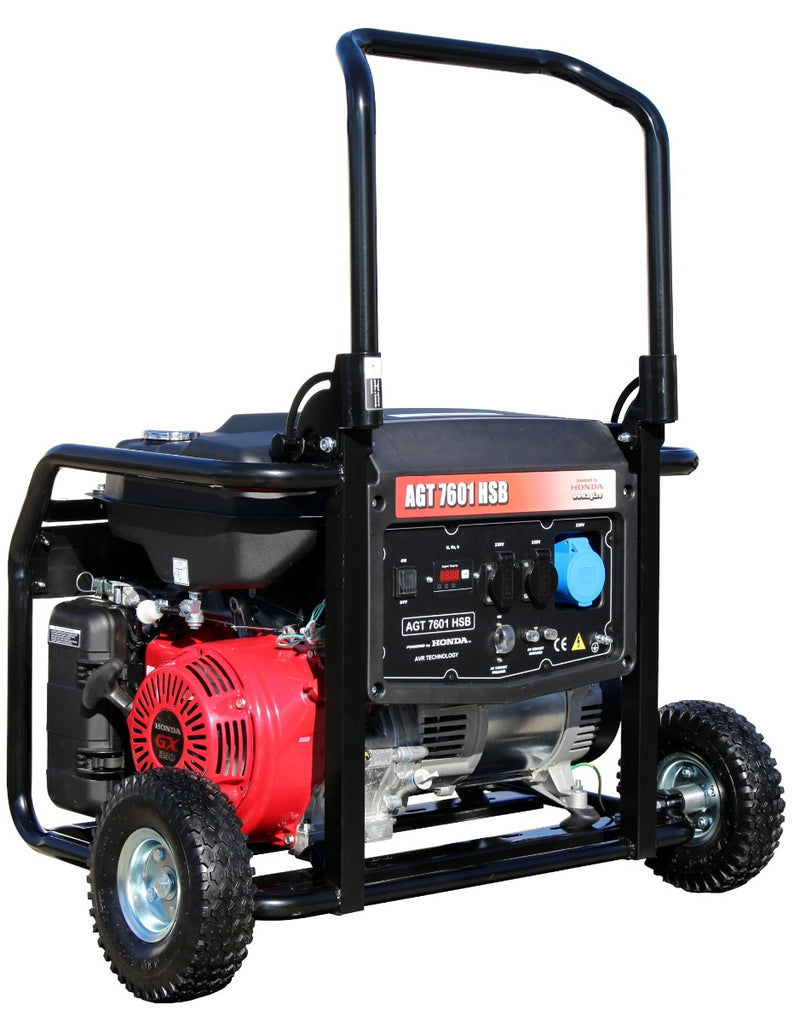 Generator curent AGT 7601 HSB GX TTL putere 6.6 kW 230 V benzina pornire manuala rezervor 28L