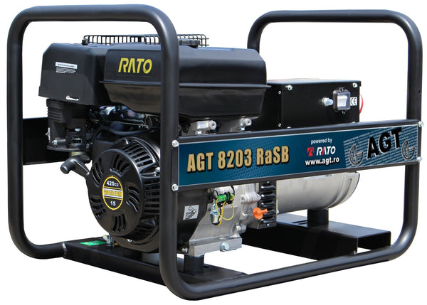 Generator curent AGT 8203 RaSB putere 7 kW trifazat benzina pornire manuala rezervor 6.5 L