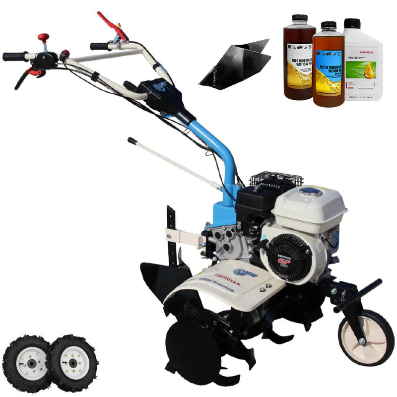 Motosapa AGT 6500 PREMIUM motor Honda GP160 5.5 CP latime lucru 80 cm 2+1 viteze freze rarita fixa roti cauciuc 4.00-8 2.6l ulei