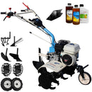 Motosapa AGT 6500 PREMIUM motor Honda GP160 5.5 CP latime lucru 80 cm 2+1 viteze freze rarita fixa roti cauciuc 4.00-8 roti metal plug arat rarita reglabila plug cartofi cultivator 0.6l ulei
