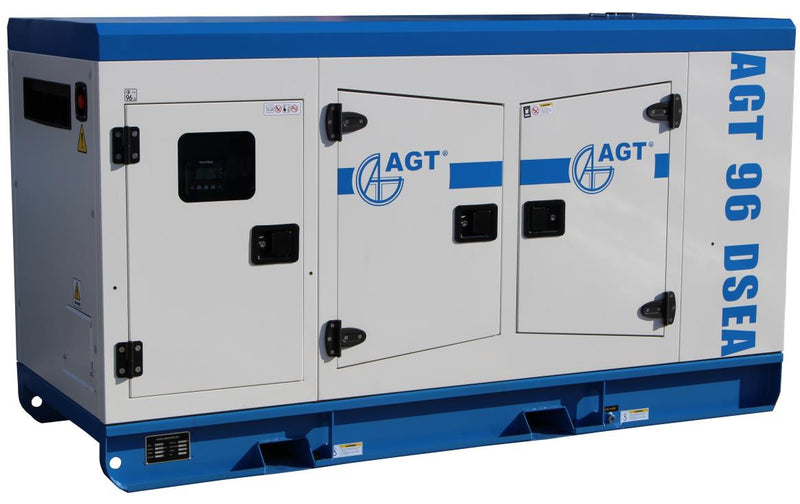Generator de curent trifazat AGT 96 DSEA putere 75.2 kW 400 V diesel pornire electrica insonorizat rezervor 150L