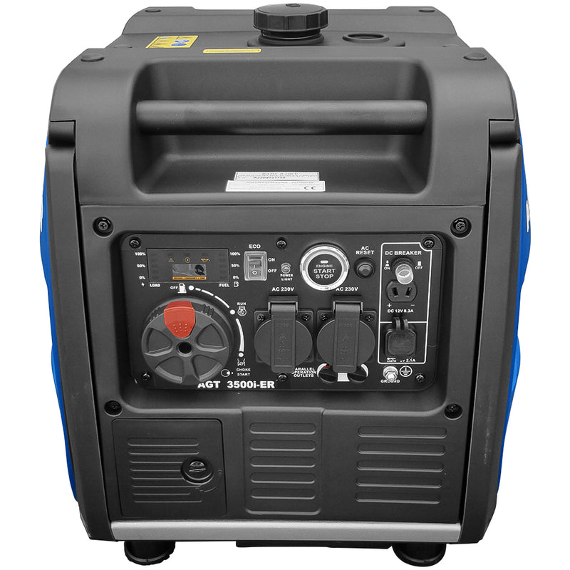 Generator curent tip invertor AGT 3500i-ER putere maxima 3.5 kVA motor Rato 4 timpi 212 cc benzina rezervor 8.3l pornire electrica display digital