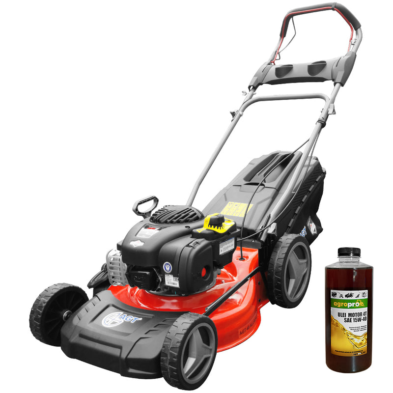 Masina de tuns gazonul AGT 48 ALLROAD motor Briggs&Stratton 450E 2.8 CP OHV autopropulsie reglare centralizata 7 trepte latime taiere 46 cm cos 55 l + 1l ulei motor