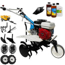Motosapa AGT 5580 motor Honda GX200 6.5 CP latime lucru 80 cm 2+1 viteze freze rarita fixa roti cauciuc 4.00-8 roti metal plug arat rarita reglabila plug cartofi cultivator remorca 0.6l ulei