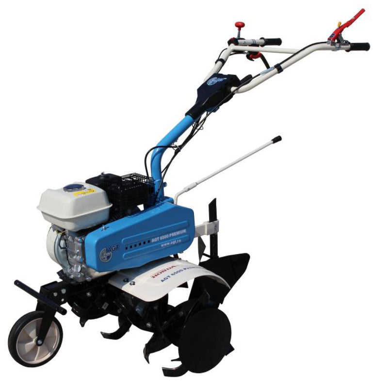 Motosapa AGT 6500 PREMIUM motor Honda GP200 6.5 CP latime lucru 80 cm 2+1 viteze freze rarita fixa roti cauciuc 4.00-8 remorca 2.6l ulei