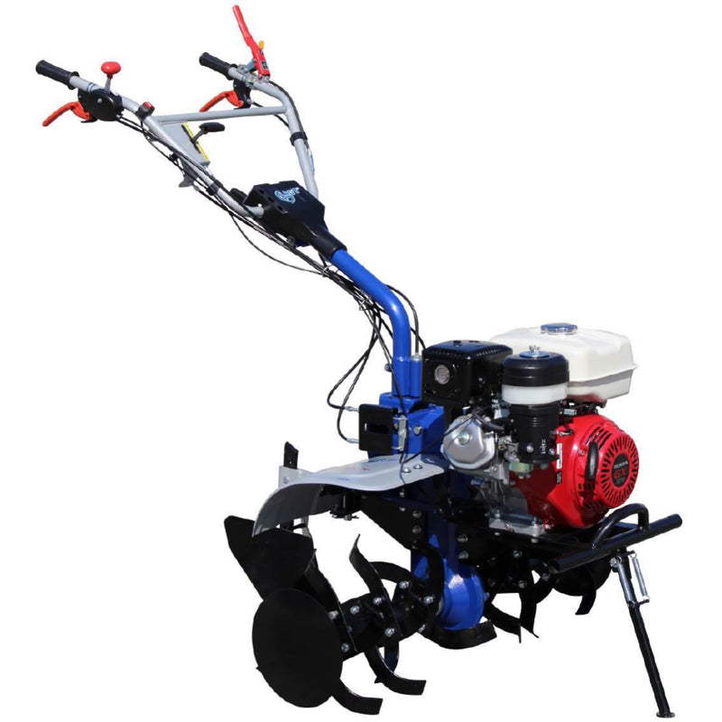 Motocultor AGT 9000 PREMIUM motor Honda GX270 9 CP latime lucru 90 cm 2+1 viteze freze rarita fixa roti cauciuc 5.00-12 roti metal plug arat rarita reglabila plug cartofi cultivator plug reversibil remorca 6.2l ulei