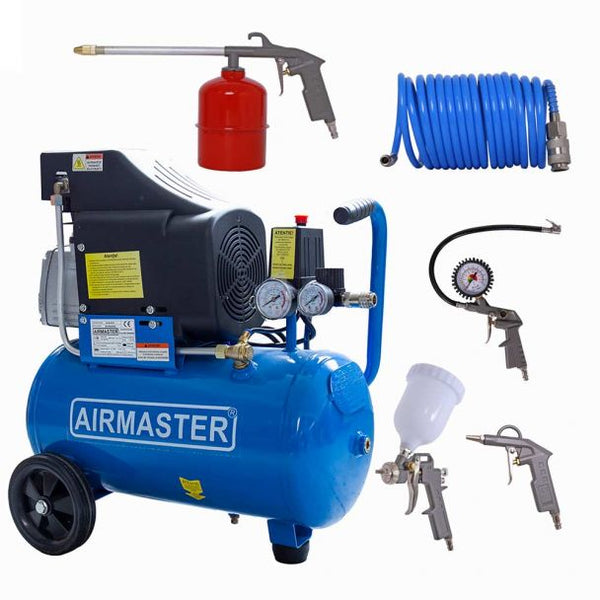 Compresor de aer Airmaster AIR2SHU824_AIR-70S 24 l 1500 W 8 bar 206 l/min + set 5 accesorii aer