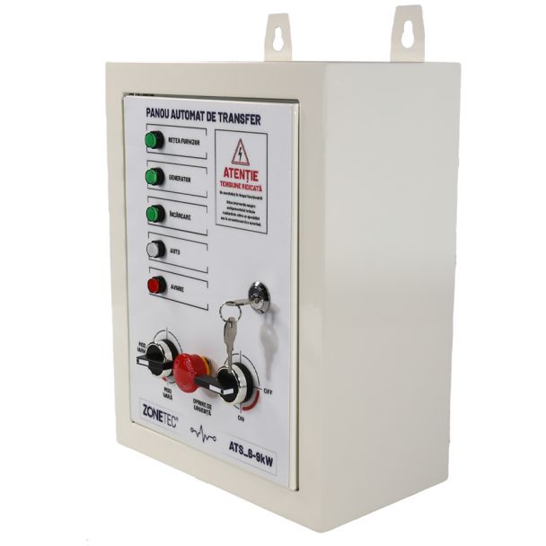 Panou automat de control si transfer Zonetec ATS_6-9KW_M pentru generatoare de curent monofazate