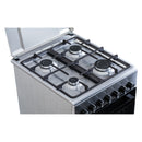 RESIGILAT: Aragaz electric/ gaz Samus SM562AENS1 INOX 4 arzatoare pe gaz cuptor electric 43 litri 6 functii grill ventilator timer aprindere electrica dispozitv siguranta arzatoare latime 49.8 cm