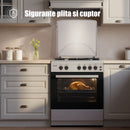 Aragaz pe gaz Samus SM661XPGS1 4 arzatoare (1 wok) Cuptor pe gaz 55 L Grill Timer Aprindere electrica plita Siguranta plita + cuptor