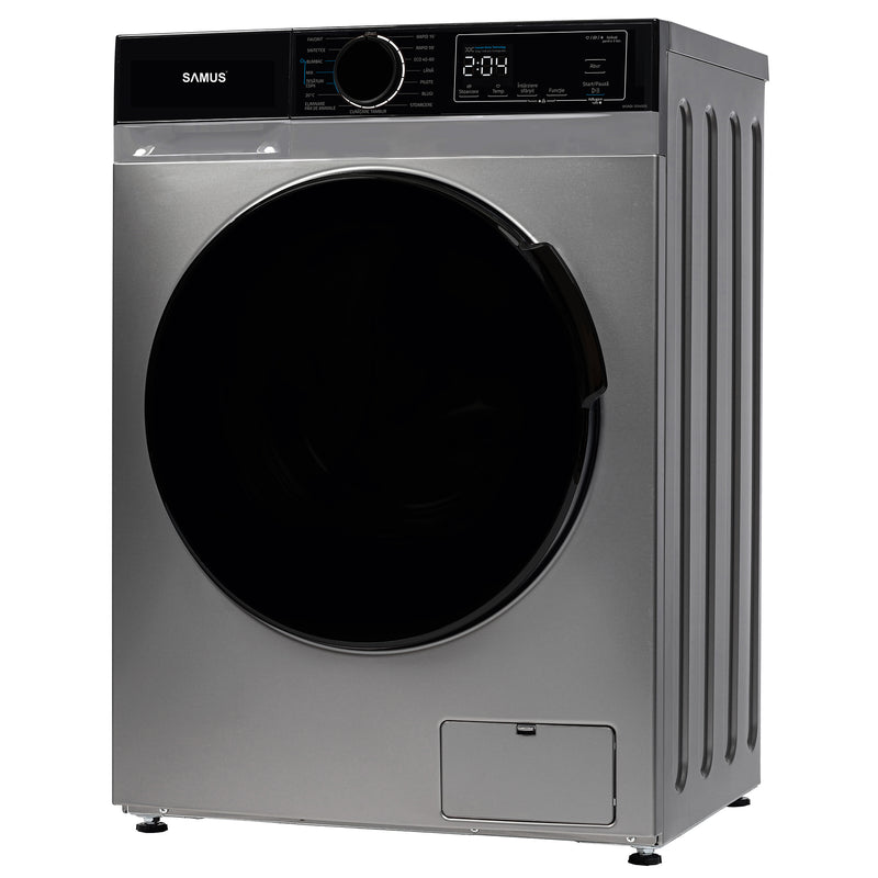 Masina de spalat rufe Samus WSADI-10145DS 10 kg 1400 rpm clasa A adancime 53.5 cm motor inverter auto-echilibrare tambur eliminare par de animale curatare tambur pornire intarziata blocare acces copii