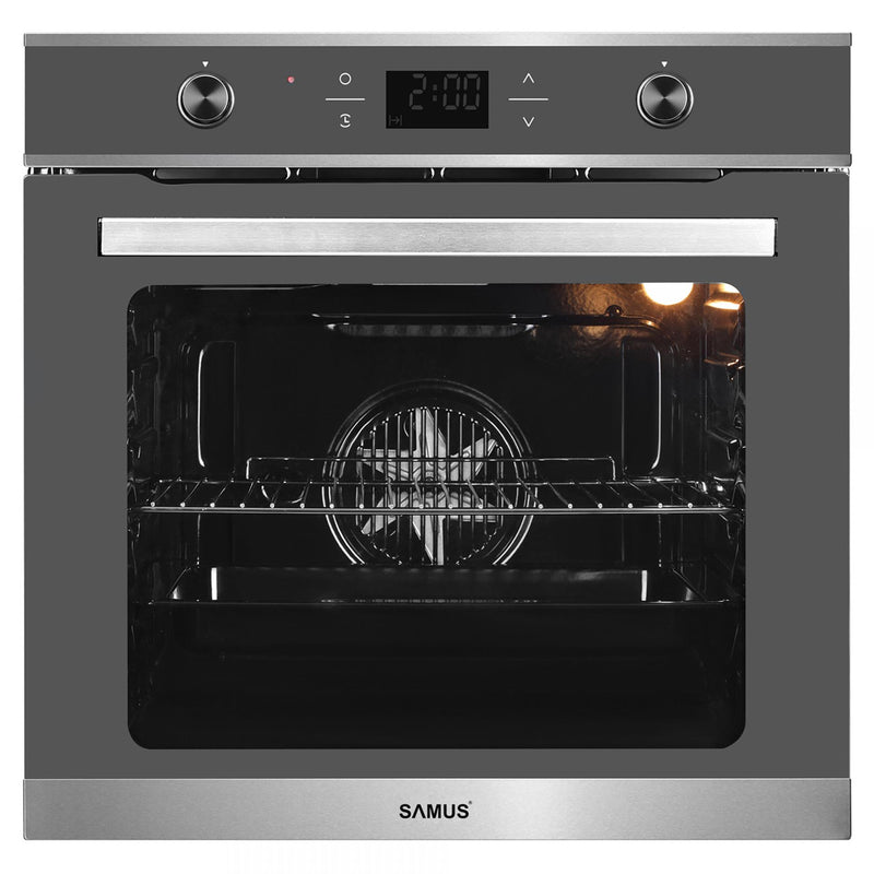Cuptor electric incorporabil Samus SC626GDX9 Gray clasa A 75 litri 9 functii grill convectie 3D dezghetare pizza timer afisaj digital panou control din sticla + inox 2800 W